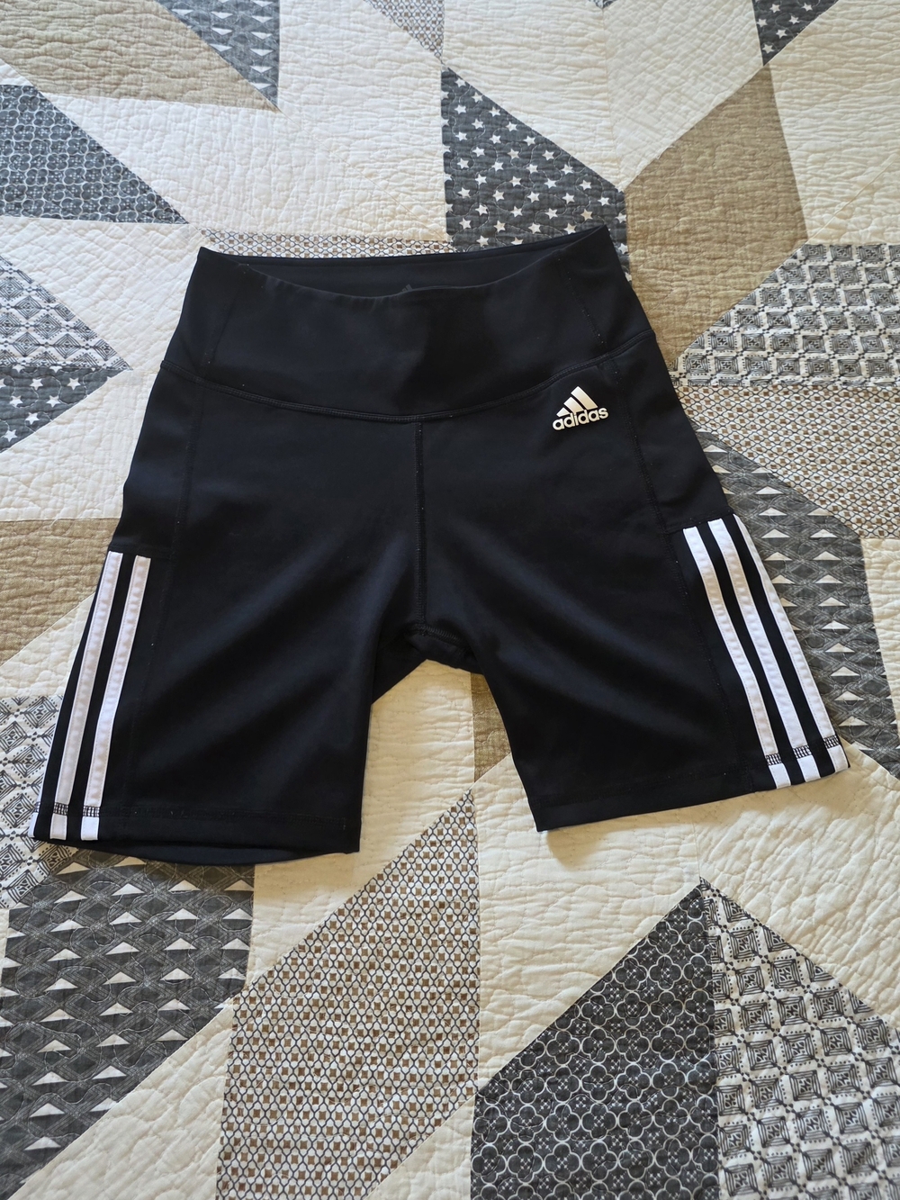 Adidas Black Athletic Bike Shorts with Signature 3-Stripes